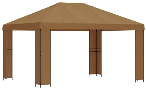 vidaXL Pavillon 4 x 3 m Beige Polyester und Stahl 190, Garten und Terrasse, industrielle Designkonzepte für Urbane Räume mit nachhaltigen Materialien, anpassbare Lösungen im modernen Stil