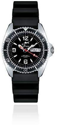 CHRIS BENZ ONE Medium 200M Taucheruhr mit Kautschukband, Tintenfischschwarz, schwarze Lünette
