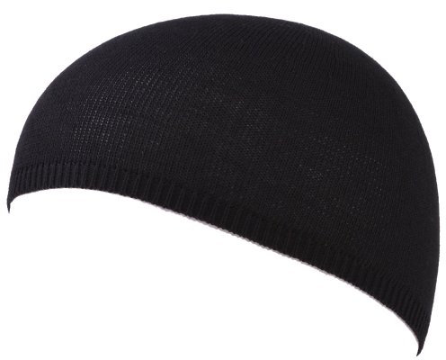 CHARM Herren Sommer Skull Cap Strick Kufi Mütze - Gebet Namaz Takke Short Beanie Kopfbedeckung Fahrrad Helm Dünn Schwarz