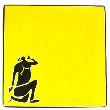 Quadratischer Teller Speckstein 20,3 cm 20 cm gelb Lady Design, African Fair Trade