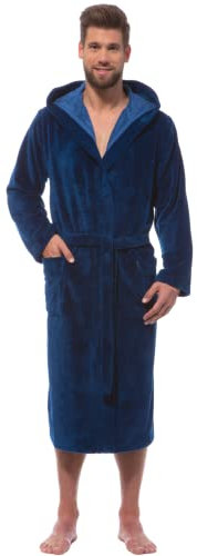 Morgenstern Bademantel mit Kapuze für Herren blau, Marine, XL