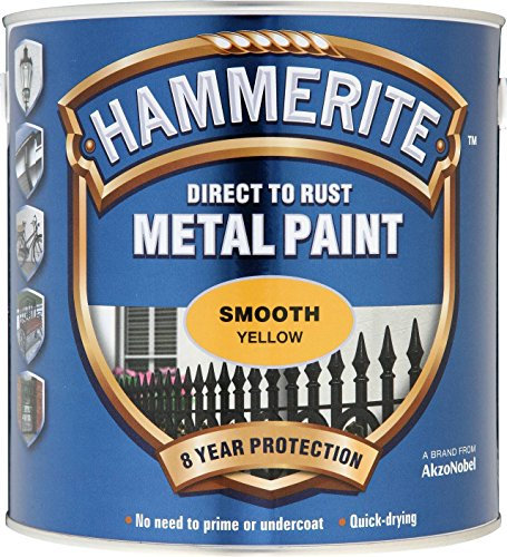 Hammerite Smooth Direct To Rust Metal Paint Yellow 2.5L