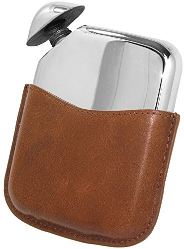 English Pewter Company Novus Flask - Luxury Pewter Hip Flask Contemporary Design with Genuine Leather Pouch [NOV01]