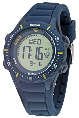 SINAR Jungenuhr Herrenuhr Jugend Armbanduhr Sportuhr Outdoor Digital Quarz 10 bar mit Silikonarmband und Licht Blau XR-12-2