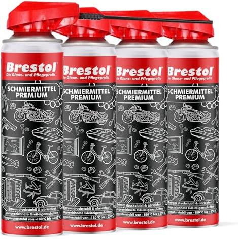 PTFE Spray 4x 400 ml - 10 in 1 Schmierspray auf PTFE-Basis Schmiermittel Kettenspray Rostlöser Kriechöl Schneidöl Trennmittel Korrosionsschutz Kontaktspray Zahnradspray Feuchtigkeitsverdränger
