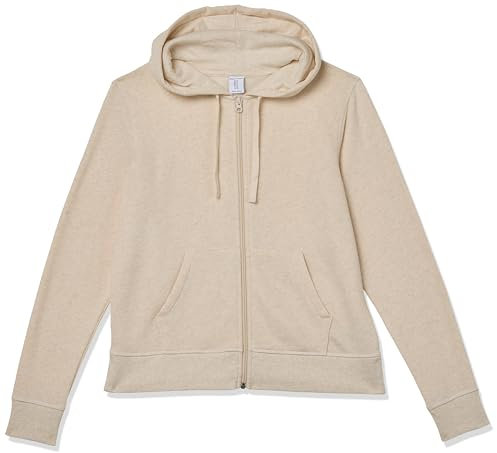 Amazon Essentials Felpa con Cappuccio e Cerniera in Pile Donna, Avena Puntinato, M