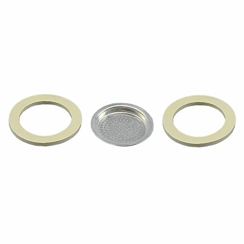 Xtrà 2 guarnizioni + 1 Filtro Alluminio Moka 1/2 Tazza compatibile con Mokina Bialetti