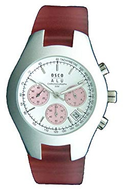 OSCO ALU Damen-Armbanduhr Chronograph Quarz mit Kunststoffarmband 3240 (rot)