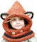 Winter Wolle Gestrickte Hüte Schals Kapuze Mönchskutte Beanie Mützen für Kinder Junge Baby Mädchen Schalmütze Mütze Wolleschal warme Earflap Fox Cap (Orange)