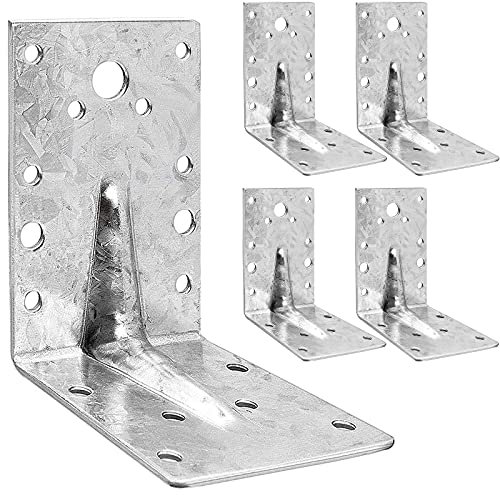 ASelected Pack of 15 Heavy Duty Right Angle Joist Connectors with Beading 90 x 60 x 60mm Reinforced Wide Galvanised Metal Corner Brace Timber Brackets Plates for Wood
