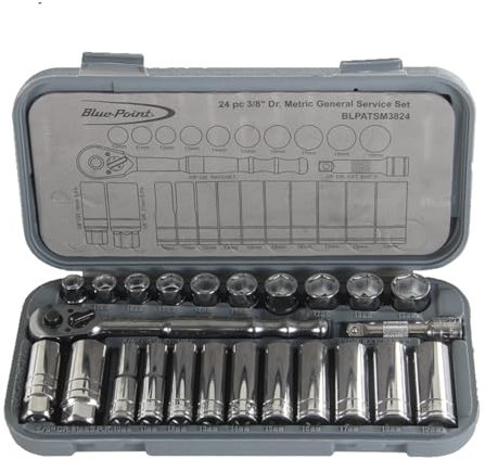 BluePoint BLPATSM3824, 3/8 DR Socket Set, 24PC/Set (Metric)