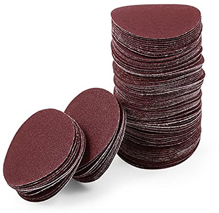 LEONTOOL 2 Inch Hook and Loop Sanding Discs 120 Grit 100Pcs Sandpaper Discs for Random Orbital Sander Pads Grinding Polishing Metal Wood Rubber Leather Plastic Stone Glass