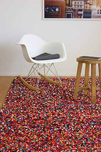 floor factory Moderner Teppich Confetti 160x230cm - bunter, handgewebter Teppich aus 100% recycelter Sari Baumwolle