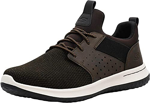 Skechers Men's Classic Fit Delson Camben Sneaker, Chocolate, 12 M US