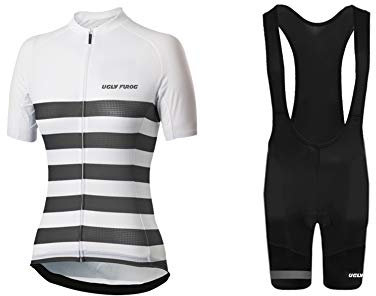 UGLY FROG Radtrikot Damen Kurzarm Fahrradbekleidung Set Outdoor Sports Radfahren Jersey + Radfahren Latzhose Shorts im Sommer