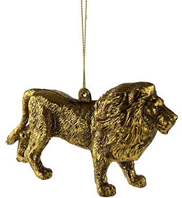 itsisa Hänger Löwe Gold, Baumschmuck Afrika Tiere, Baumkugel, Weihnachtsdeko, Christbaumkugel