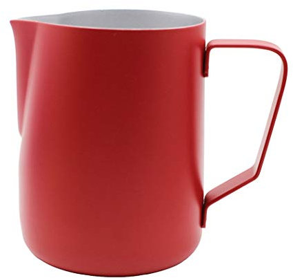 Abcsea 1 Piece Stainless Steel Milk Frothing Pitcher Jug, Milk Frother jug, Milk Foaming Jug for Coffee and Latte Art, Red 350ml/12oz