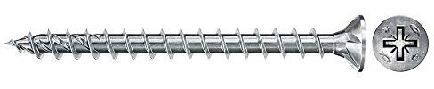 fischer PowerFast II CZF 4,0 x 20, Spanplattenschraube (300 Stk.) mit Vollgewinde, Senkkopfschraube mit Kreuzschlitz, Schraube für Holzverarbeitung, reduziert Einschraubwiderstand & Einschraubzeit