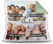 PR Print Royal Kissen mit Füllung - Fotocollage selbst gestalten mit Spruch - Familie - mit Vier eigenen Fotos - Geschenkidee Fotokissen - Farbkissen Rückseite Seegrün