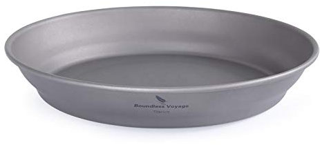 Boundless Voyage Titanium Dish Plate with Carry Mesh Bag - Outdoor Titanium Dishware and Utensils Mess Kit - Single-Walled Bowls for Camping and Backpacking