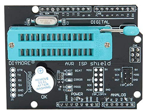 Jeanoko AVR ISP Shield Programmer-Erweiterungskarte LED-Anzeige Programmiererschnittstelle Erweiterungsadapter-Controller für Entwicklungserweiterungskarte