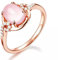 HCMA Bague de Pierres précieuses en Cristal Rose plaqué Argent Femme Opale en Or Rose et Pierre d'hibiscus Bague de Pierres précieuses pour Les Femmes Bijoux Cadeaux