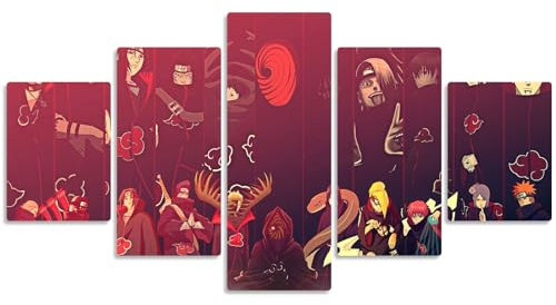 MPPSU Akatsuki-Itachi Anime-Charakterplakat Wanddekoration Wohnzimmer Leinwandbild Jugendzimmer Poster Set Modern 5 Teiliges Wandbild Bedroom Decor XXL Bilder Mit Rahmen 100 * 50cm