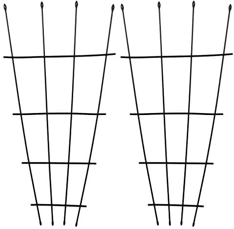 Woodside 1.2m Metal Garden Fan Trellis, Decorative Plant/Flower Pot Support, pack of 2