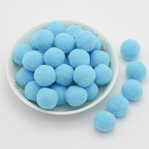 20mm ca. 50 Stück Bunte Mini Pompons zum Basteln filzkügelchen Bunt pom pom Bälle Kleine Bommeln Flauschigen Plüschbälle für Dekorieren Verzieren Nähen DIY Kreativen Handwerk,Hellblau