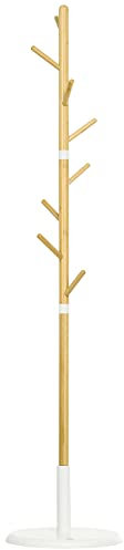 HOMCOM Porte-manteau moderne en bambou avec 8 crochets pour vêtements, porte-manteau d'arbre pour entrée de chambre Ø 37,8 x 175,6 cm naturel