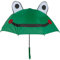 noTrash2003 Kinderregenschirm mit 3D Frosch grün, 3D Pandabär weiss oder 3D Löwe gelb Regenschirm für Mädchen und Jungen, kleiner Stockschirm, 70 cm Durchmesser (Frosch (grün))