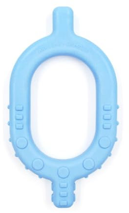 ARK® Grabber Baby glatt und texturiert für zahnende Babys ab einem Alter von 5 bis 6 Monaten inkl. ATC Pflegeanleitung - Kiefermotorik, Beißblock, Kauen, Zahnen (hellblau)