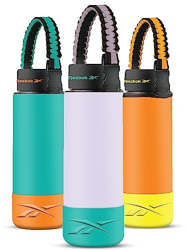 Reebok Stainless Steel Water Bottle With Paracord Handle For Outdoor - Insulated Water Bottle 32 oz - Double Wall Vacuum Insulated Sports Water Bottle With Paracord Handle, BPA Free (Purple)