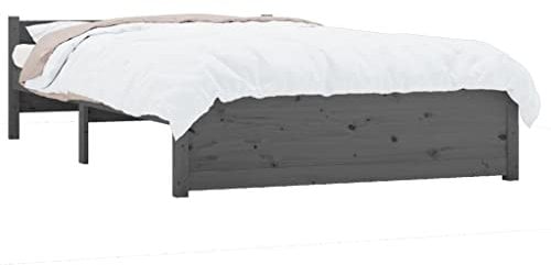 vidaXL Massivholzbett Grau 135x190 cm