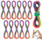 WINKIO 12PCS Fingertwist Fadenspiel Kinder mit Gummitwist, 11 STK Fingerspiel+1 STK Sprungbänder(5M),Regenbogen Geduldspiele Knobelspiele, Kleine Geschenke für Kinder geburtstage und Campus-Spiele