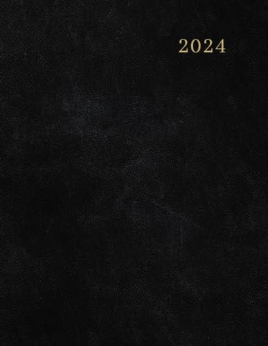 2024 Monthly Planner - January 2024 till December 2024: 8.5 x 11 Annual Organizer - 2 page spread with Large Blocks | Black cover