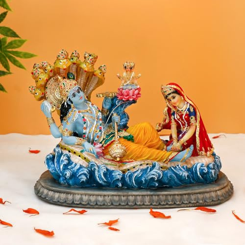 BangBangDa Hindu-Gott, Herr, Vishnu-Statue, 21,6 cm lang, Mahavishnu-Figur, göttliche Hindu-Gottheit für spirituelle Anbetung, Zuhause, Büro, Studio, Hotel, Dekoration, Mandir-Tempel, Altar, Diwali,