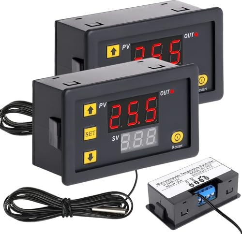 W3230 Digitaler Temperaturregler, 2 Stück LCD Digital Thermostat DC 12V 20A Temperaturregler -50-120℃, Digital LCD Display Temperaturregle, Digitaler Thermostat Temperaturschalter