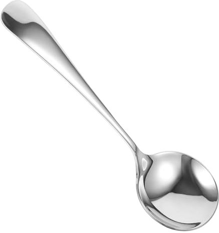 NAMOARLY Löffel aus Edelstahl Silberner Suppenlöffel Ergonomischer Löffelgriff Praktischer Metalllöffel Udon-Nudellöffel -Reiskelle Rostfreier Stahl Esslöffel kleiner Löffel Kind
