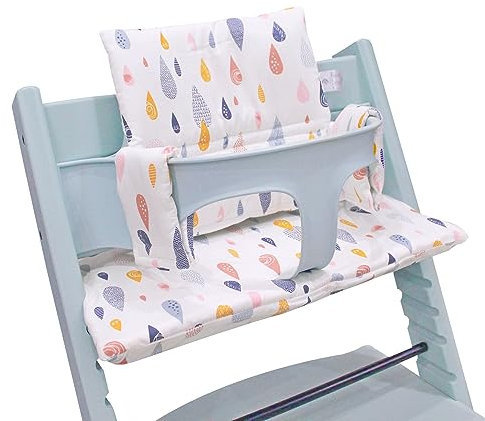 ZARPMA Hochstuhlkissen, kompatibel mit Stokke Tripp Trapp Chiar Hochstuhleinsatz, Baumwollstoffbezug gefüllt mit Baumwollpolsterung (Bunte Tropfen)