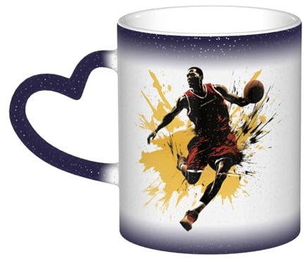 GFLFMXZW Color Changing Mug Basketball Man Coffee Mug Ceramic Coffee Cups Creative Mug Coffee Magic Mugs Magic Tea Cup Mug