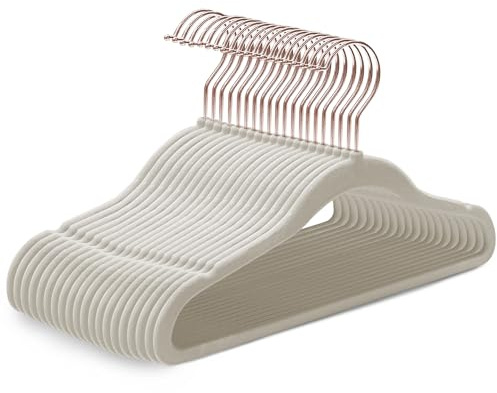 Kidoola 20 Velvet Baby Hangers, Non-Slip, Nursery Hangers, Up to 24 Months | 360° swivel hooks, size dividers newborn to 24m, unisex, durable, prevents fabric slipping, slim space-saving design
