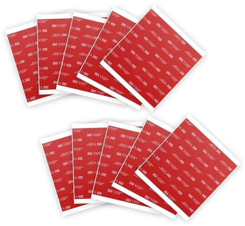 VHB - Pads Biadesivi Extraforti, sticker doppia adesività,Resistenza Superiore all'Acqua e alle Alte Temperature, per Auto, Casa e Ufficio, Facili da Applicare su Superfici (50 mm x 50 mm, 10 Pezzi)