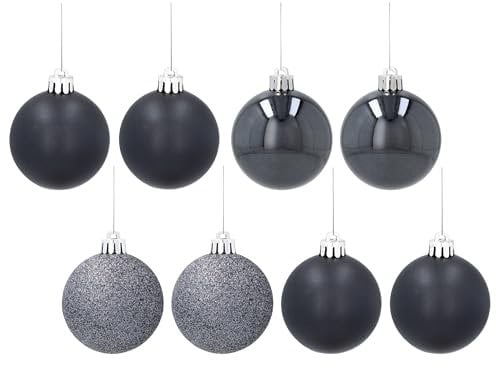 Christbaumkugeln, Ornament Set, Christbaumschmuck 5cm, 8 Stück (Anthrazit)
