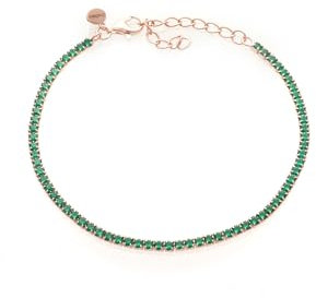 Louis Ciocchetti dal 1887 Bracciale Tennis Argento Rosato 925 con Zirconi 5A, Gioiello Elegante RegolabilenDonna, Idea Regalo Raffinata con Packaging Lusso, Qualità Made in Italy (Verde, 2mm)