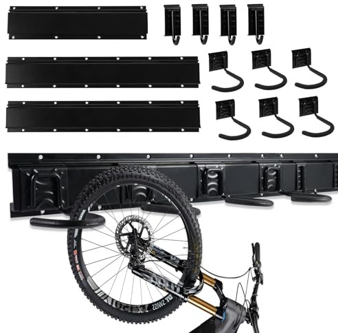 M.J COMFY-LIFE Wall Mounted Bike Rack for 6 Bicycles & 4 Helmets – Heavy Duty Vertical Bike Storage Rack, Space Saving Garage Wall Hanger, Indoor Bicycle Holder for Road & Mountain Bikes