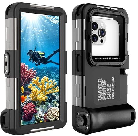 LOFISTERE Subacquea Snorkeling Impermeabile Diving Cassa Del Telefono per iPhone 16/15/14/13/12/11 Pro Max 50ft/15m Professionale Immersione Subacquea Custodia Impermeabile Foto Video Cover