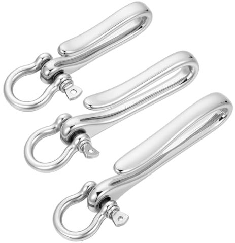 PH PandaHall 3 Sizes Fish Hook Keychain Shackle Clasps Solid Brass U Hook Key Chain Keyring Key Holder Belt Car Keychain for Wallet Chain Purse Backpack Accessory Father's Day, 49~71.5x16~17.5mm