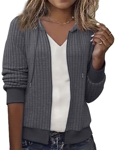 Yeenily Felpa Donna con Zip E Cappuccio Felpa Pile Donna Pile Donna Invernale Leggera A Maniche Lunghe con Tasche Outwear