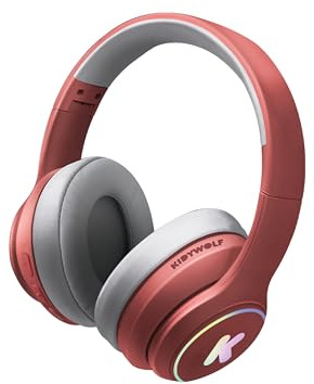 KIDYWOLF - K-Ears Rot - Bluetooth Kopfhörer für Jugendliche - Mit LED-Effekten & 85dB Gehörschutz - Kabellos & Kabel - Ab 8 J.